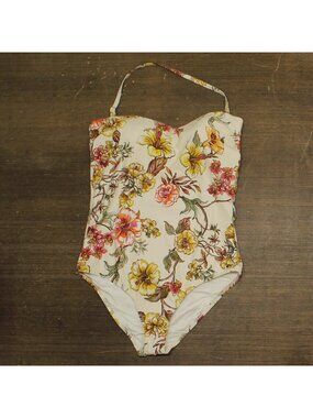 NEW Onshore One Piece Swimsuit with Removable Strap Ivory Off White Multi 14